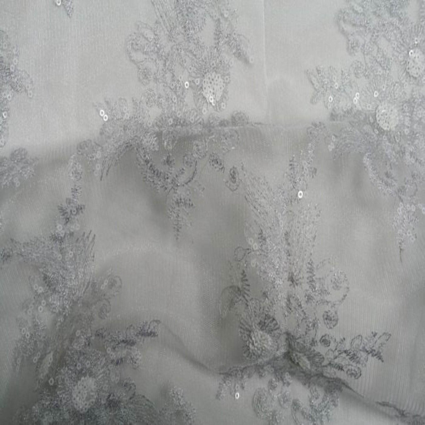 Blossom Glitter Sequin Embroidered Mesh Fabric. Lace Netting Material ideal for Sewing, Dresses, Gowns, Skirts, Veils