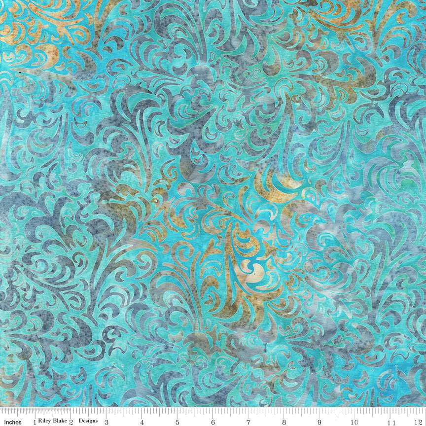RB Batiks Caribbean Shale - Twirl & Swirl