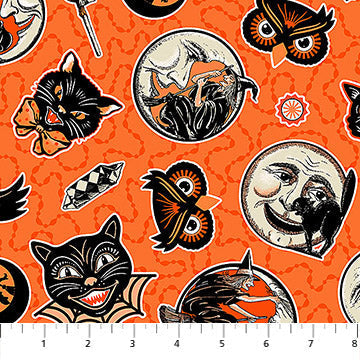 Beggars Night Orange 44"/45" Cotton Fabric Per Yard