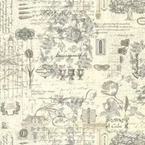 Beige Etchings Collage Cotton Wideback Fabric (2 1/2 yard pack)