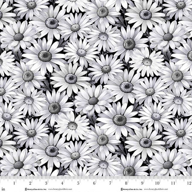 Black Daisies Scarlet's Treasure 44"/45" Cotton Fabric Per Yard