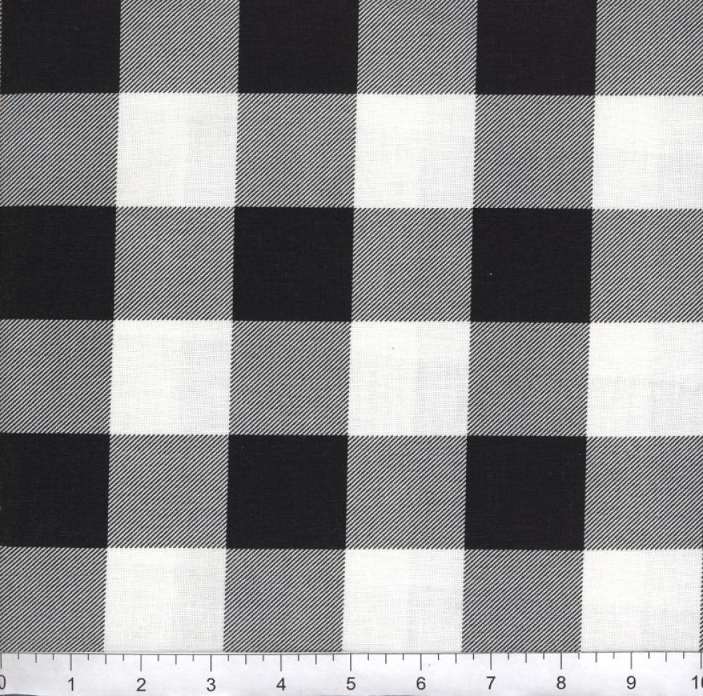 Black / White Buffalo Plaid 45" wide Fabric per yard