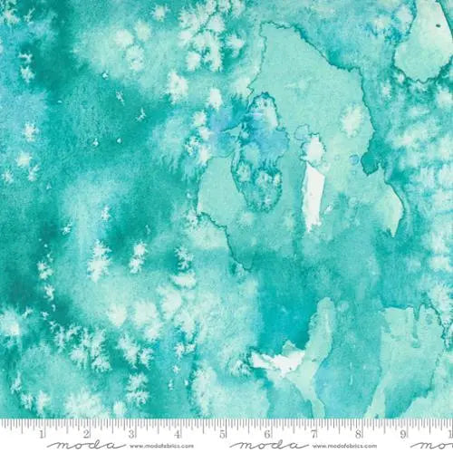 Blue Aqua Frost Flow Basic Watercolor Painting 44"/45" Fabric Per Yard