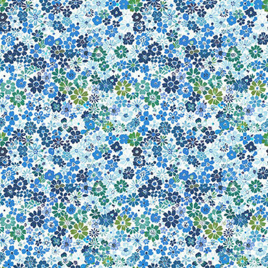 Blue Digital Leah Lovelies 44"/45" Cotton Fabric Per Yard
