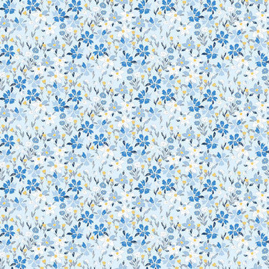 Blue Digital Lucy Lovelies 44"/45" Cotton Fabric Per Yard