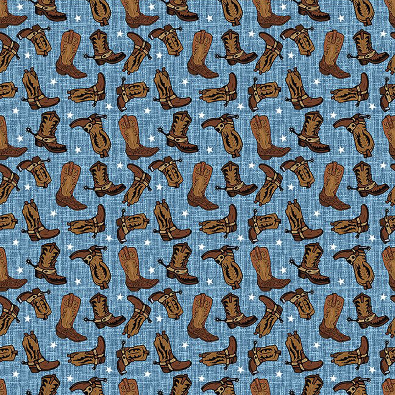 Blue Southwest Minis Boots 44/45" Cotton Fabric Per Yard