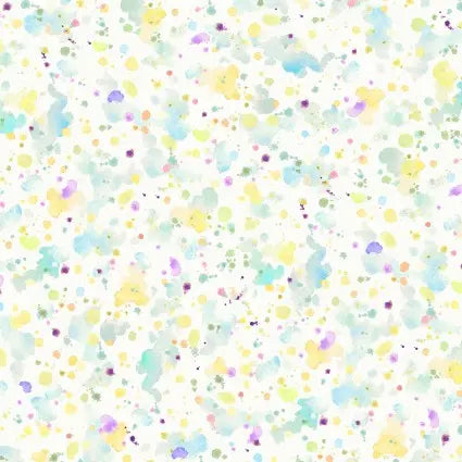 Blue Yellow Paint Splatter Cotton Wideback Fabric - ( 1 5/8 Yard Pack )