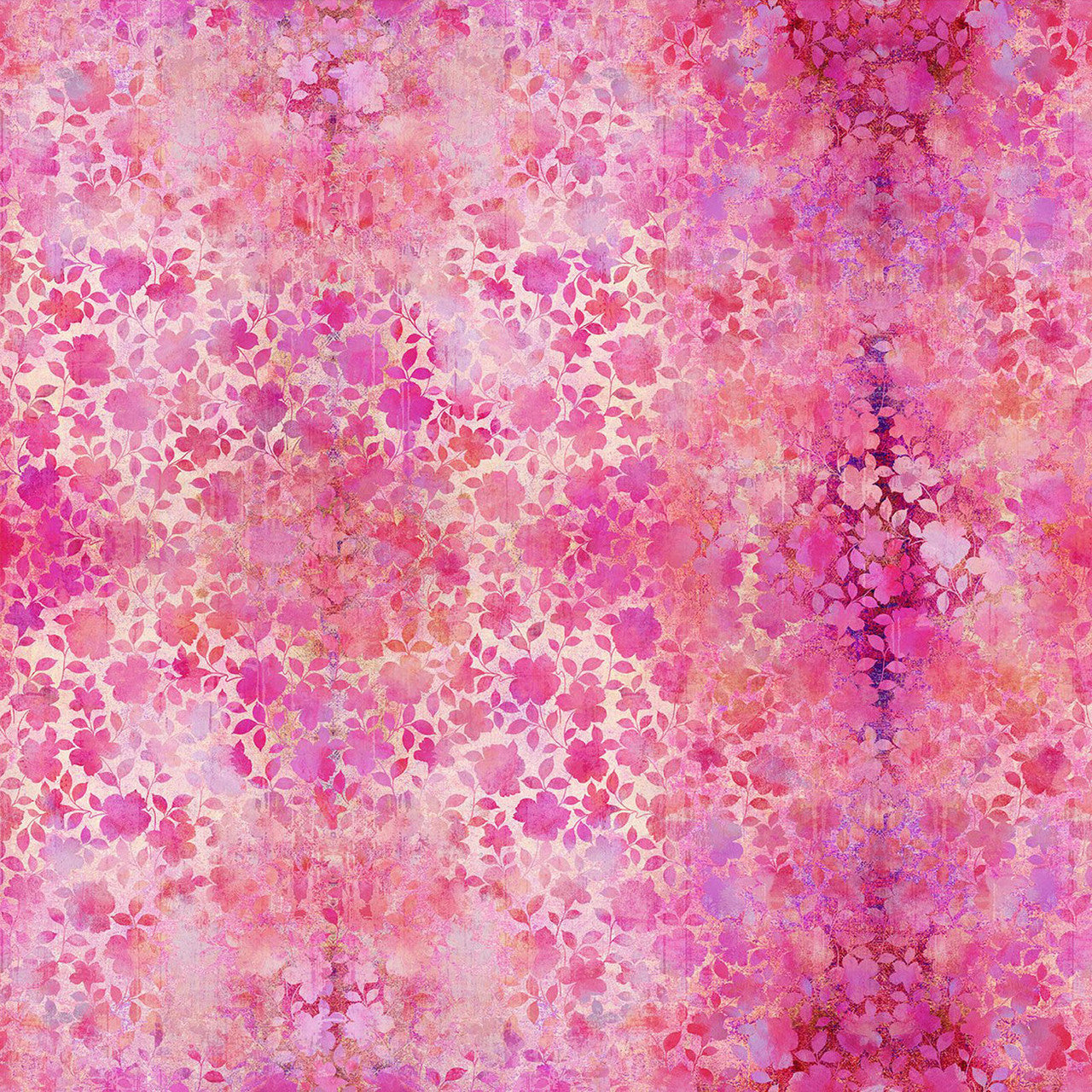 Floral Vine Pink Evanescence Cotton 43/44 Fabric Per Yard