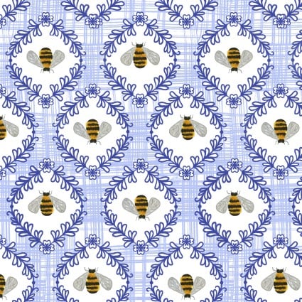Buzzing Around the Garden Bees Buzzing Cotton 43"/44" Fabric Per Yard