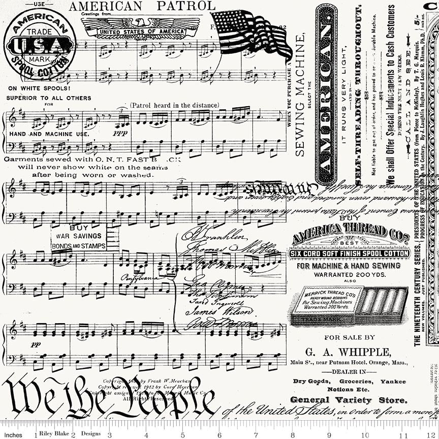 RB Patriotic Text Offwhite - Sew America