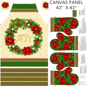 Deck The Halls Apron Panel Beige Multi 43" x 43" Canvas Panel
