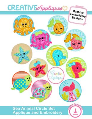 Sea Animal Circle Set Applique and Embroidery