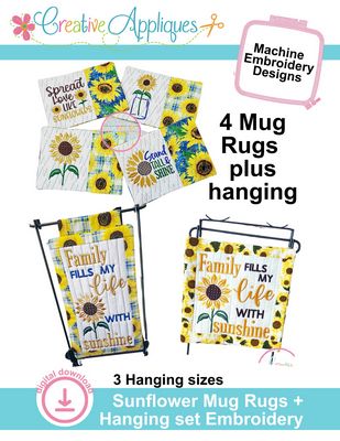 Sunflower Mug Rugs + Hangings Set