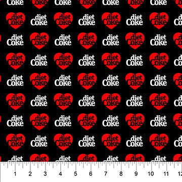 Diet Coke Black 44"/45" Fabric Per Yard