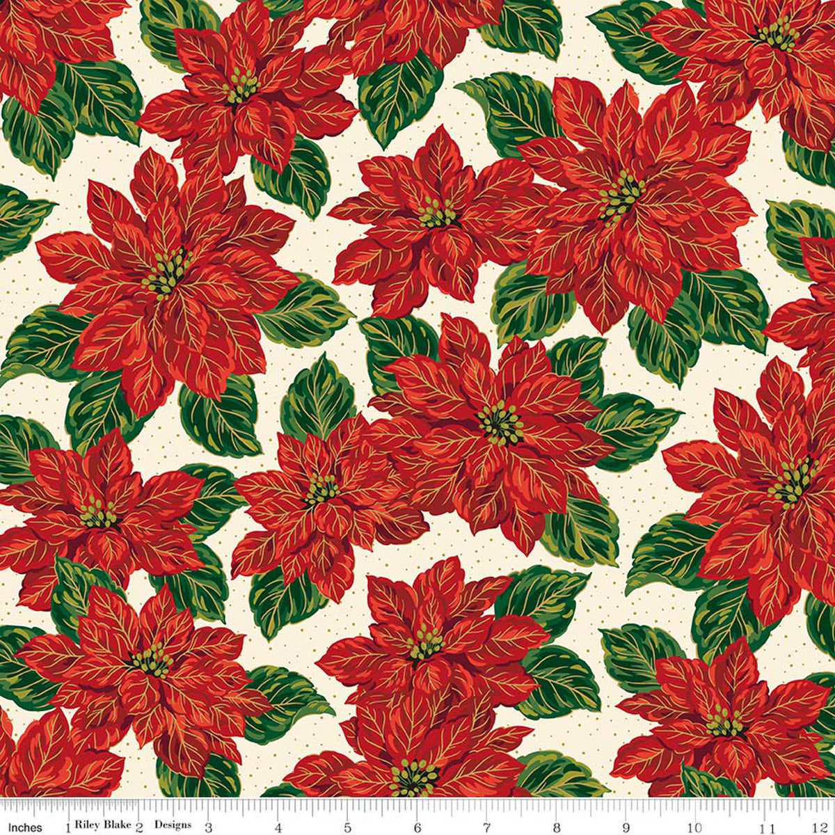 RB Main Cream Foil - Poinsettias at Christmas