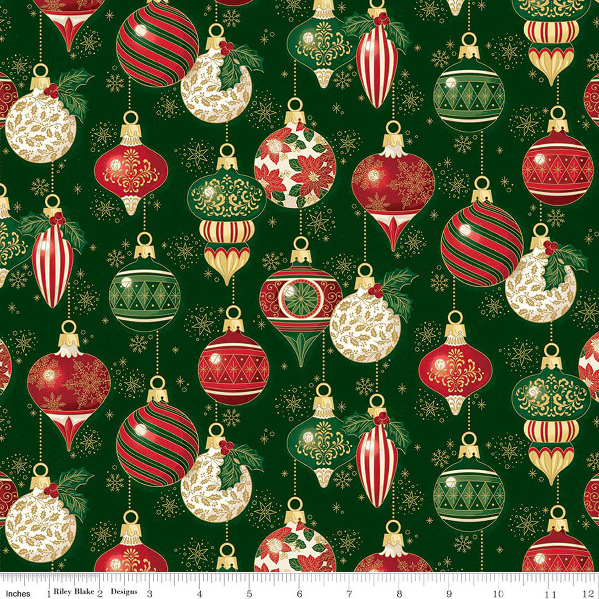 RB Ornaments Green Foil - Poinsettias at Christmas
