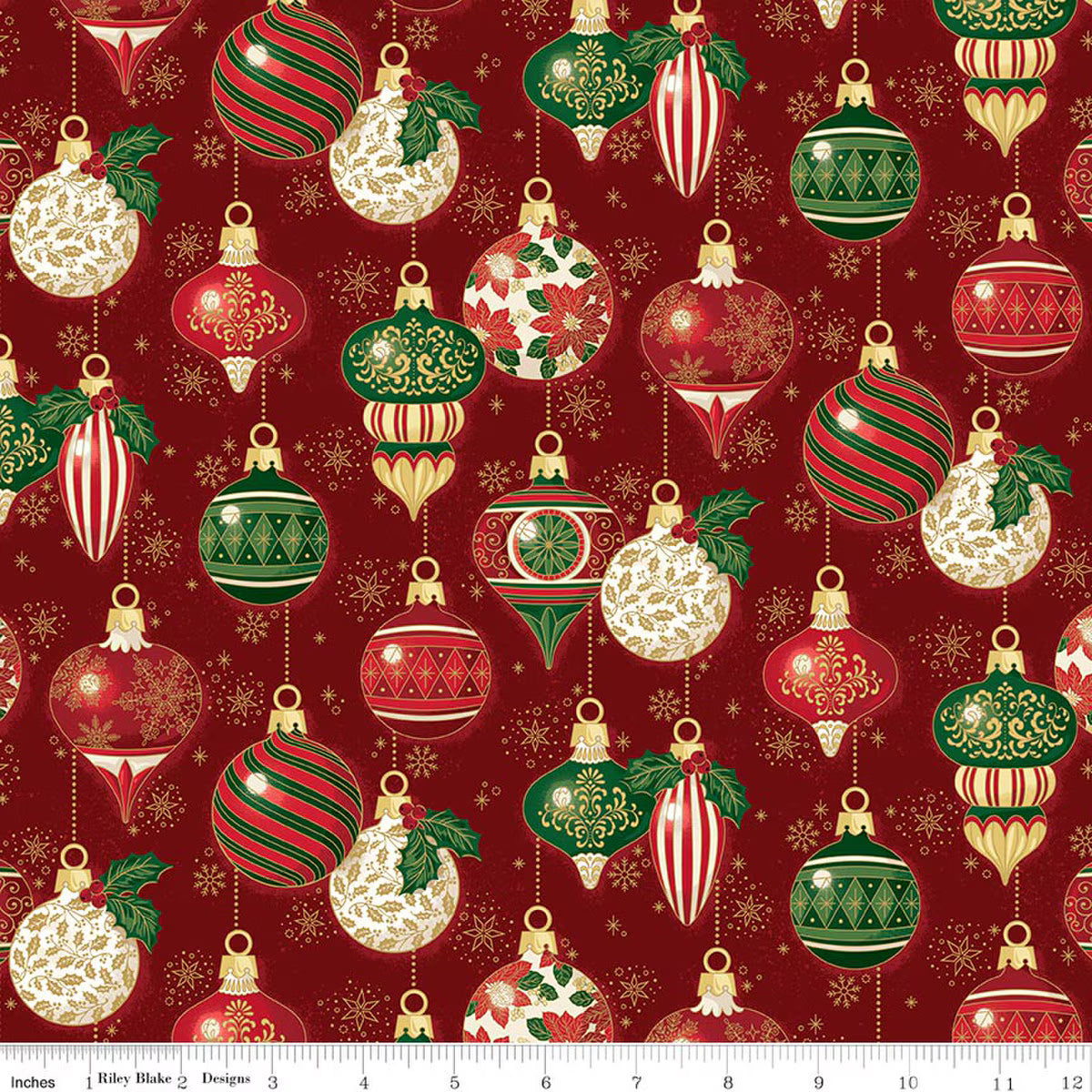 RB Ornaments Red Foil - Poinsettias at Christmas