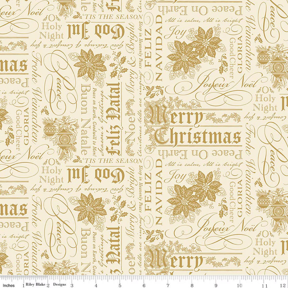 RB Text Cream Foil - Poinsettias at Christmas