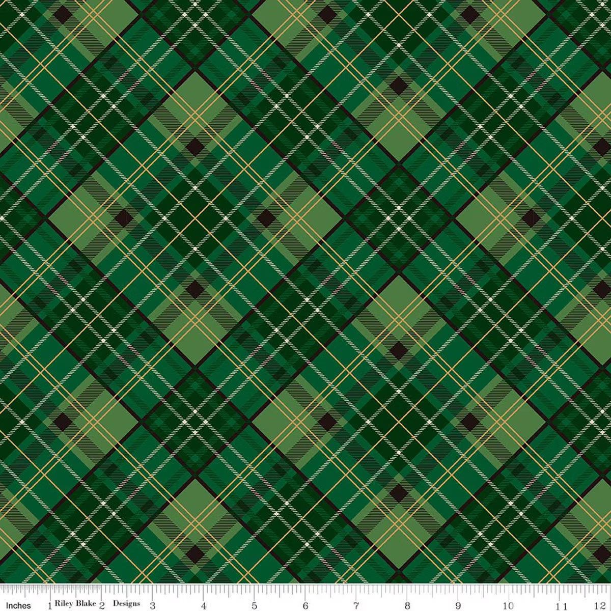 RB Plaid Green Foil - Poinsettias at Christmas