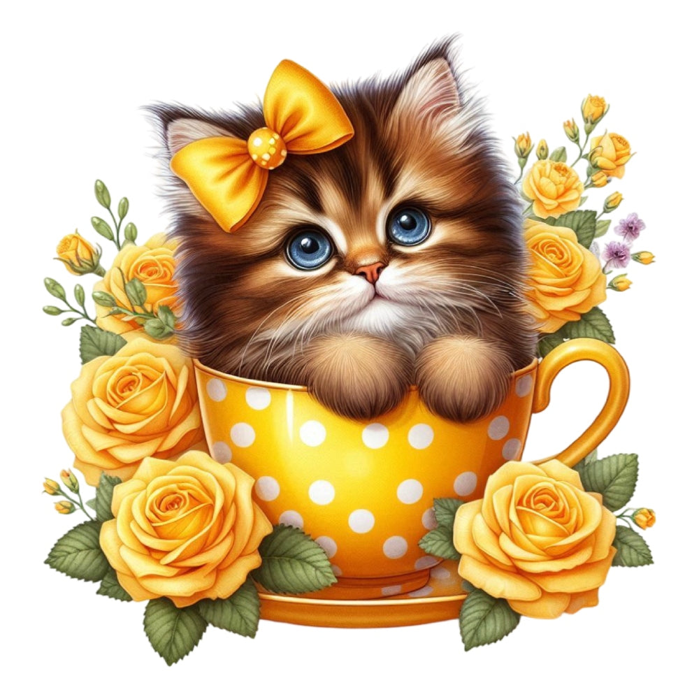 Cats in Tea Cups Fabric Panel 18