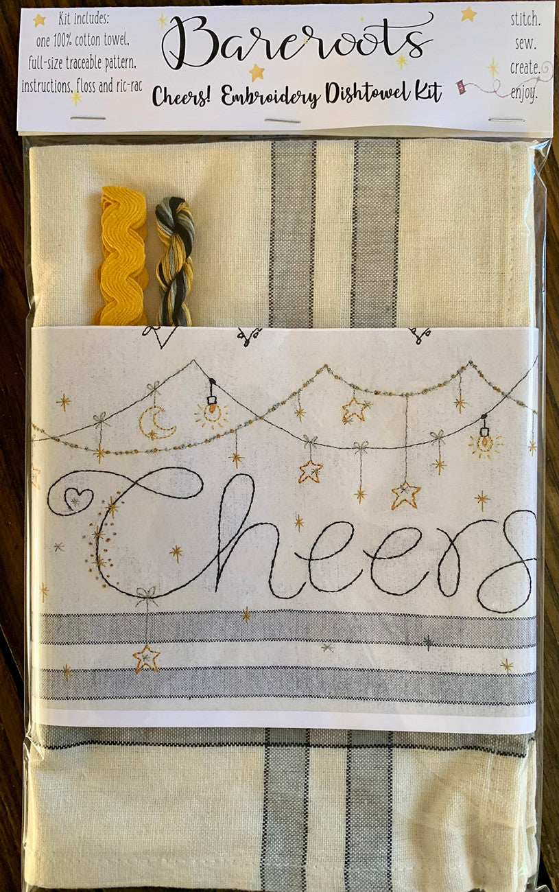 Cheers! Embroidery Dishtowel Kit