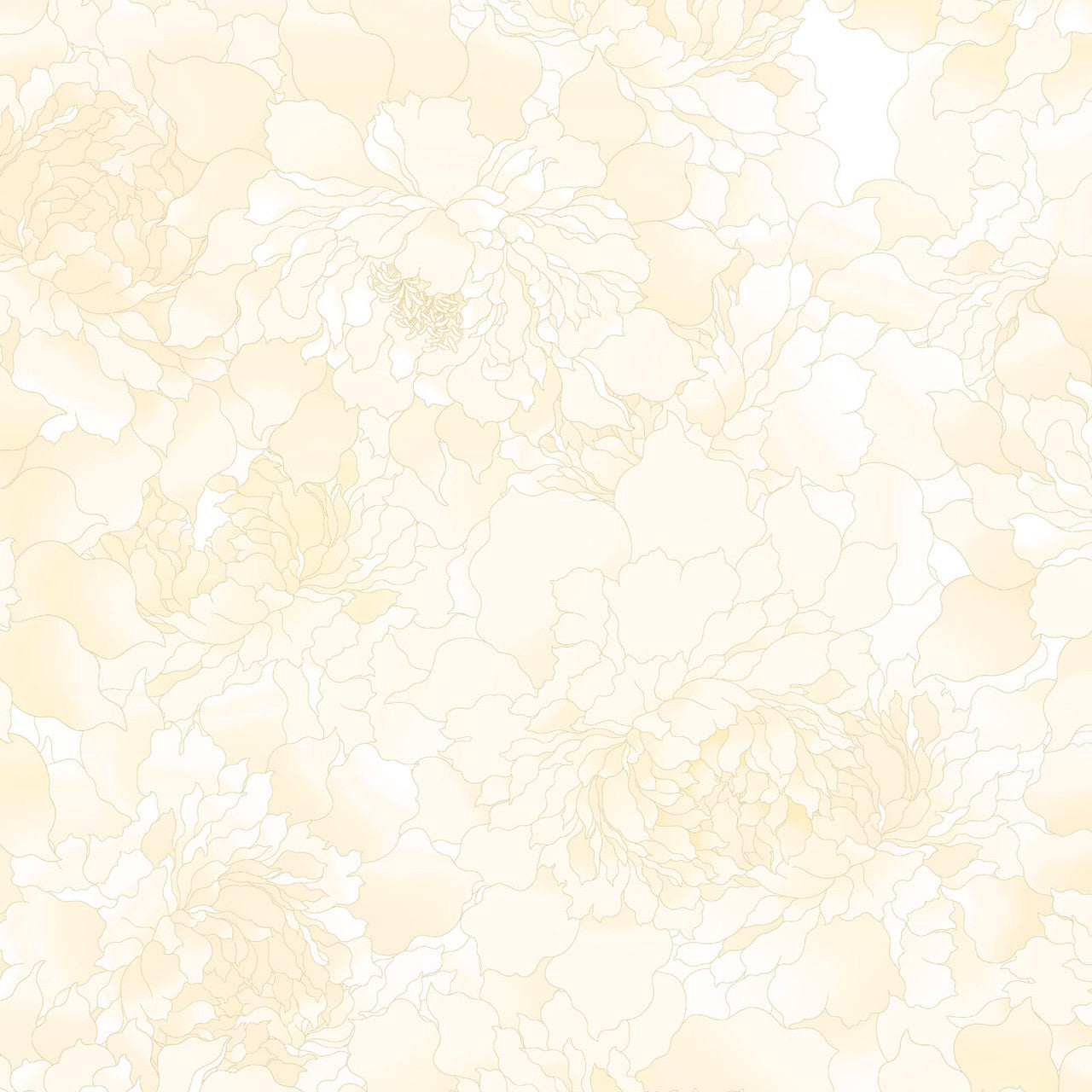 Cream Monochromatic Peony 118" Peony Paradise Cotton Wideback Fabric Per Yard