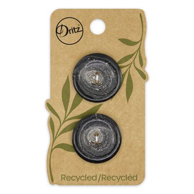 Recycled Hemp Round 2hole Black 25mm 2ct