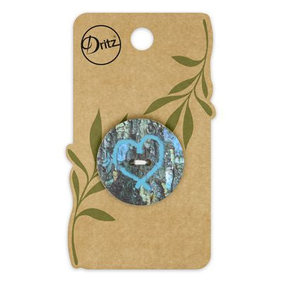 Recycled Coconut Heart 2hole Turq 30mm 1ct