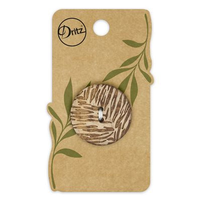 Recycled Coconut Print 2hole Brown 30mm 1ct