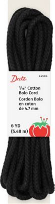 3/16 Cotton BOLO Cord Black