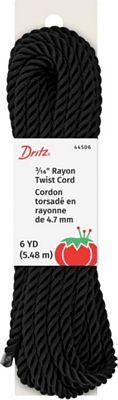 3/16 Rayon Twist Cord Black
