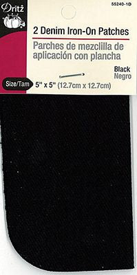 Denim Iron-On Patch Black 6ct