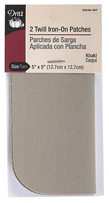 Twill Iron-On Patch Khaki 6ct