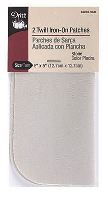 Twill Iron-On Patch Stone 6ct
