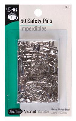 Nickel Safety Pins 50ct Asst