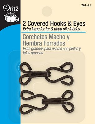 Covered Hook & Eye Brn 2ct 3/b