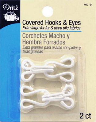 Covered Hooks/eyes White 2ct