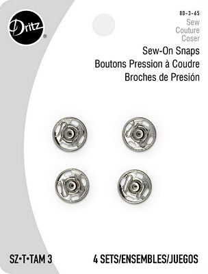 Sew-on Snaps-Nickel 4ct. sz.3