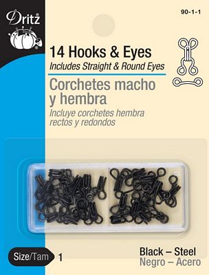 Hooks & Eyes-Black 14ct. sz.1