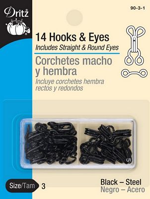 Hooks & Eyes-Black 14ct. sz.3