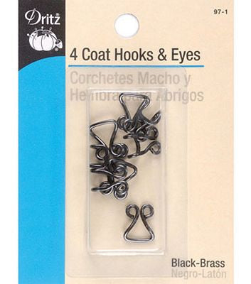 Coat Hook & Eye Black 4ct 6ct