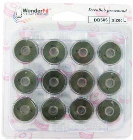 DecoBob Prewound Bobbins Size L 12ct Moss Green