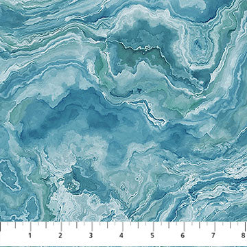 Smooth Sailing Wave Texture Medium Blue 44"/45" Cotton Fabric Per Yard