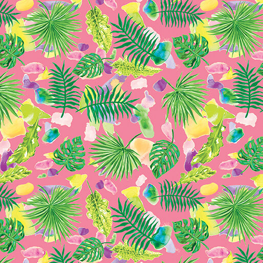Starlight Safari - Scattered Leaves - Pink