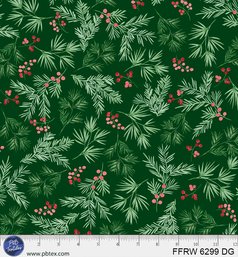 Dark Green First Frost Pine Spring 108" Cotton Fabric Per Yard