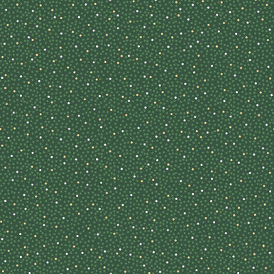 Dots Metallic Green Merry Mix 43"/44" Cotton Fabric Per Yard