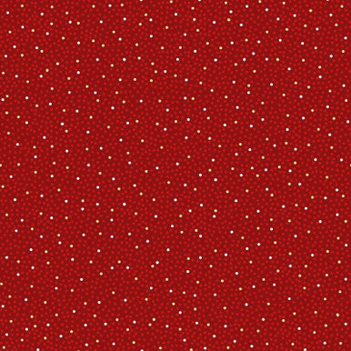 Dots Metallic Red Merry Mix 43"/44" Cotton Fabric Per Yard