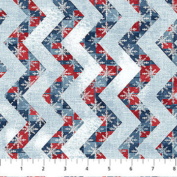 Village Folk Blue Chevron 45" Flannel Cotton Fabric per yard