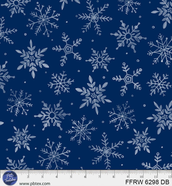 Dark Blue First Frost Winter Fall 108" Cotton Fabric Per Yard