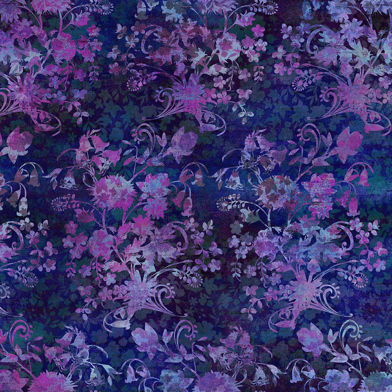 Bouquet Purple Evanescence Cotton 43/44 Fabric Per Yard
